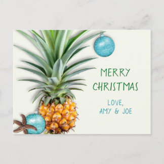 Carte postale tropicale de Noël d'ananas de fête