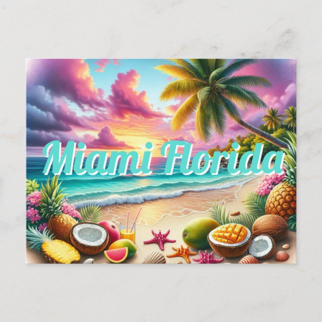 Carte postale tropicale Miami Floride (Devant)