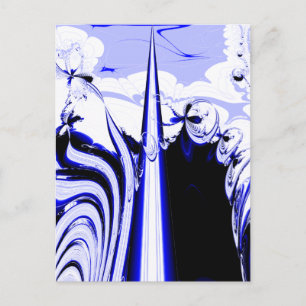 Carte Postale Tropiques Aliens - Art Fractal Design.Bleu et blan