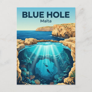 Carte Postale Trou Bleu, Gozo Malte
