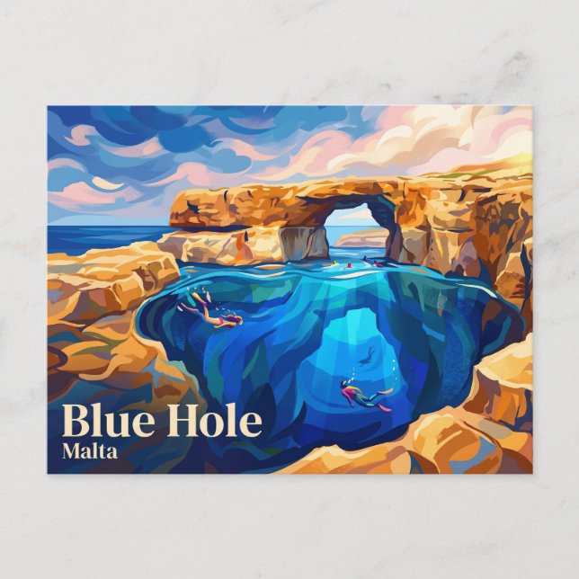 Carte Postale Trou Bleu Malte (Devant)