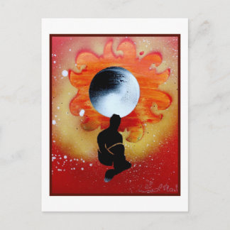 Carte Postale Trou noir Soleil derrière l'homme de l'ombre