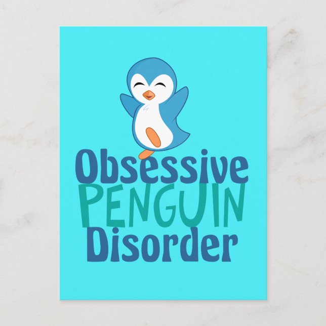 Carte Postale Trouble de pingouin obsessif mignon (Devant)