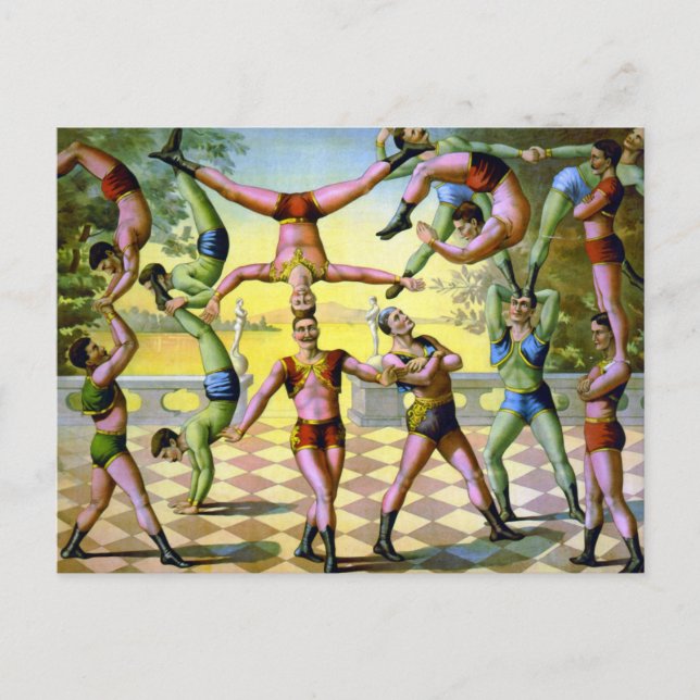 Carte Postale Troupe d'acrobates masculins (Devant)