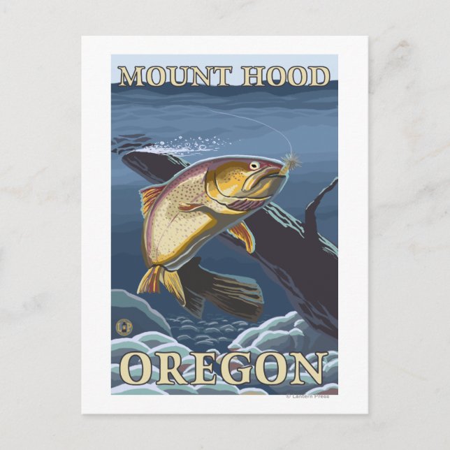 Carte Postale Trout Fishing Cross-Section - Mount Hood, (Devant)