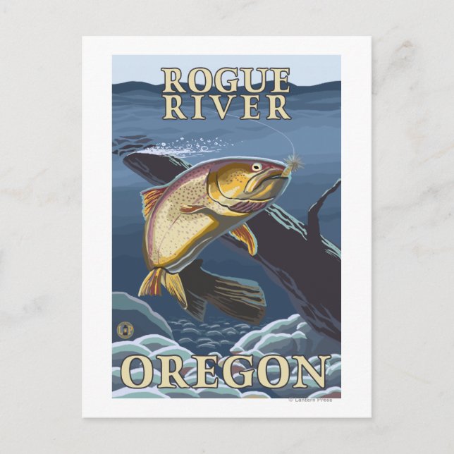 Carte Postale Trout Fishing Cross-Section - Rivière Rogue, (Devant)