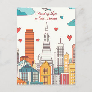 Carte Postale Trouvé mon amour à San Francisco Saint Valentin