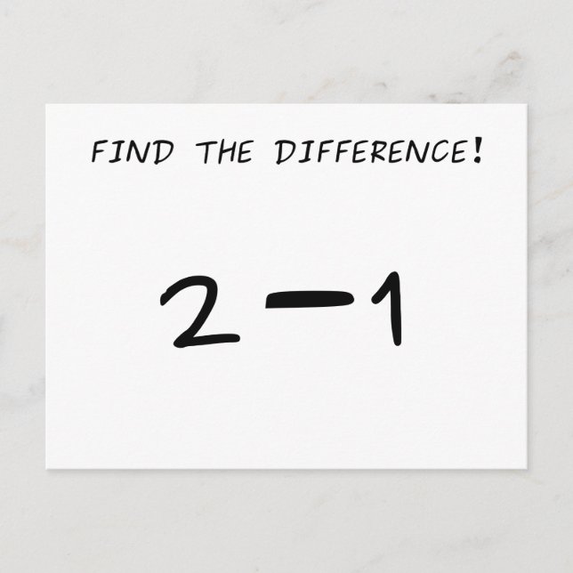 Carte Postale Trouvez la différence ! 2 moins 1 (Devant)
