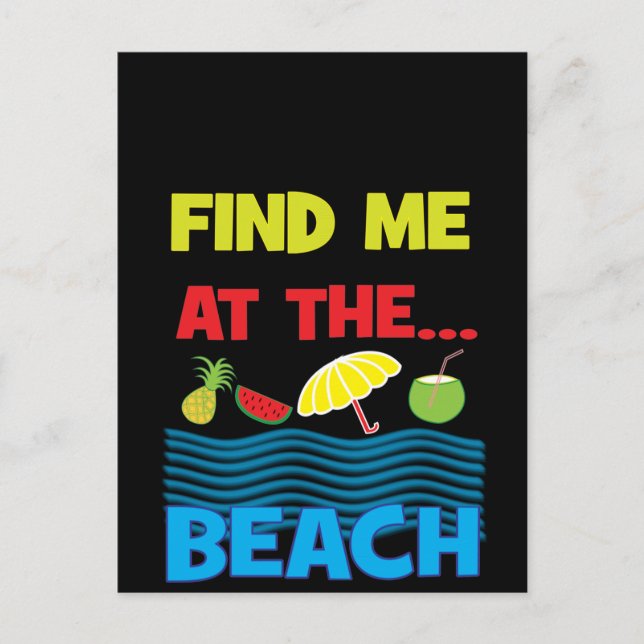 Carte Postale Trouvez-moi à la plage Design de vacances d'été (Devant)