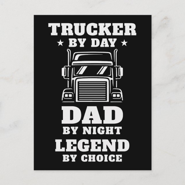 Carte Postale Trucker et papa - Héros sur la route et à la maiso (Devant)