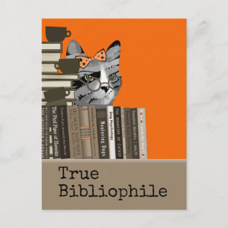 Carte Postale True Bibliophile - Cat with Books