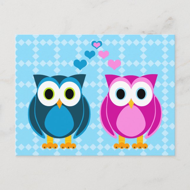 Carte Postale True Love - Cartoon de hibou (Devant)