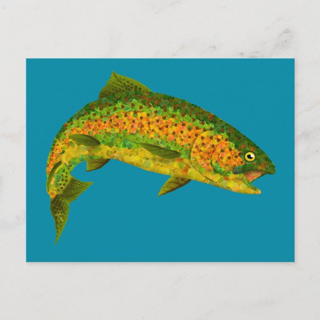 Carte Postale Truite arc-en-ciel feuille Aspen 4 (Devant)
