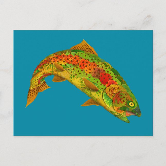 Carte Postale Truite arc-en-ciel feuille Aspen 5 (Devant)