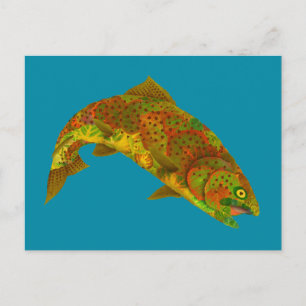 Carte Postale Truite arc-en-ciel feuille Aspen 6