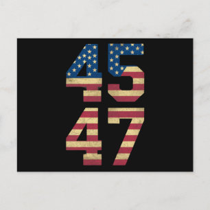 Carte Postale Trump 2024 45 47 Vintage American Flag Retro 4547