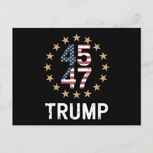Carte Postale Trump 2024 Drapeau de l'Amérique Revenir Trump 45  (Devant)