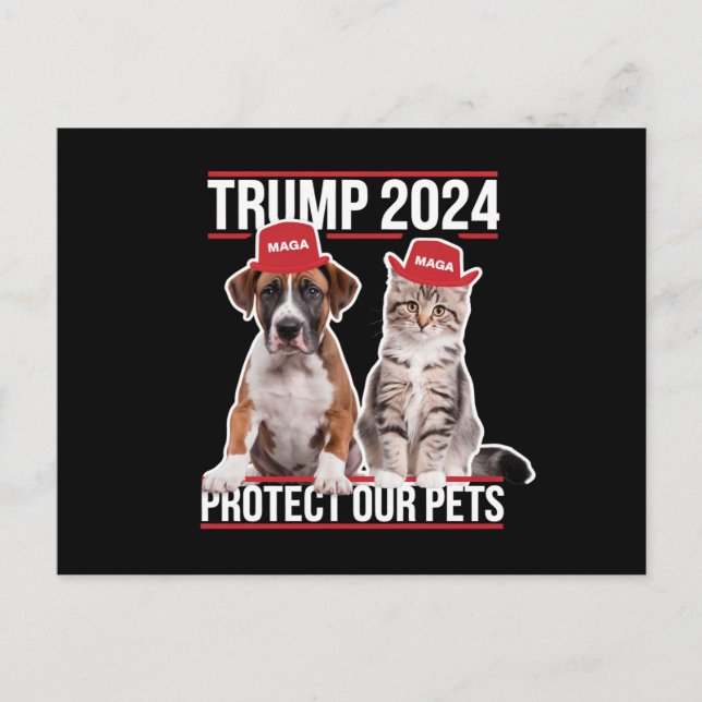 Carte Postale Trump 2024 Protégez nos animaux Chiens de chat MAG (Devant)