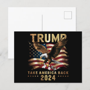 Carte Postale Trump 2024 Reprenez l'Amérique Drapeau Américain T