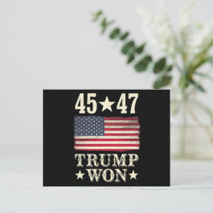 Carte Postale Trump A Gagné 2024 45 47E Drapeau Du Président Usa