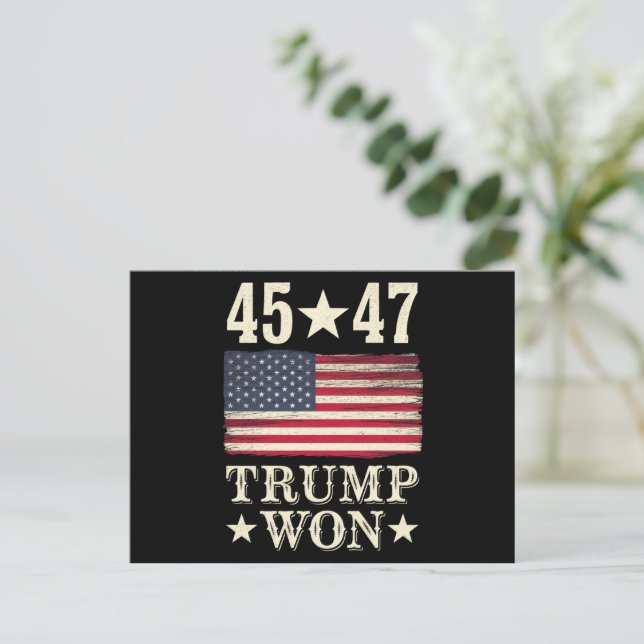 Carte Postale Trump A Gagné 2024 45 47E Drapeau Du Président Usa (Debout devant)