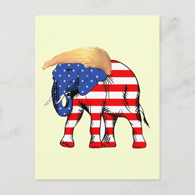 Carte Postale Trump Bad Hair Elephant Républicain, ZSSG (Devant)