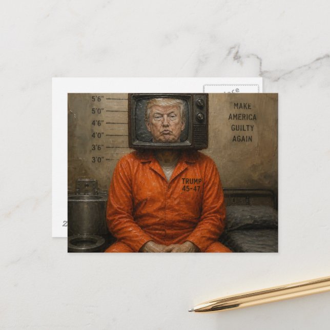 Carte Postale Trump coupable est assis en prison (Devant/Arrière en situation)