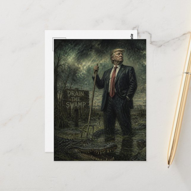 Carte Postale Trump dans le marais (Devant/Arrière en situation)