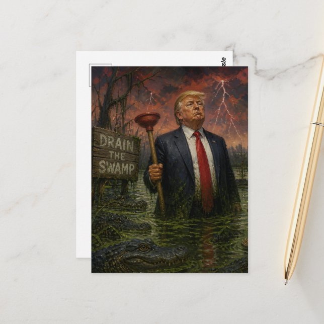 Carte Postale Trump dans le Marais (Devant/Arrière en situation)