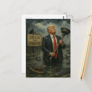 Carte Postale Trump dans le marais avec un plongeur