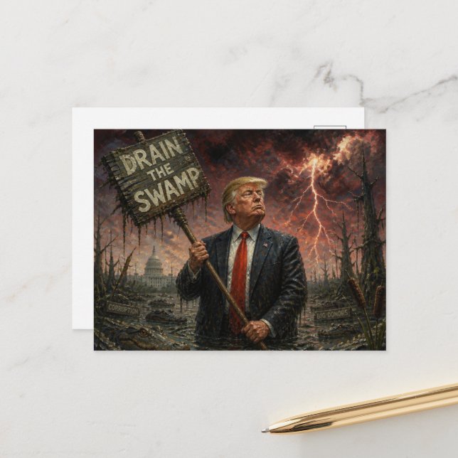 Carte Postale Trump dans le marais éclaircie dans le ciel (Devant/Arrière en situation)