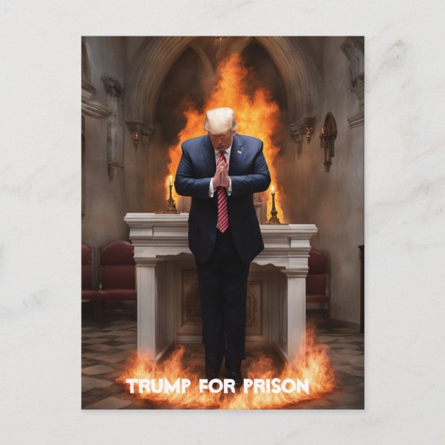 Carte Postale Trump en prison Trump prie dans une église (Devant)