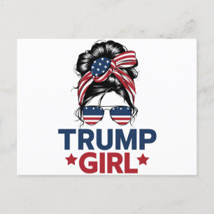 Carte Postale Trump Girl Messy Bun Trump 2024 Election American