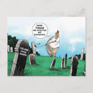 CARTE POSTALE TRUMP JOUE AU GOLF PENDANT LA PANDEMIE