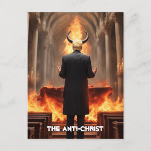Carte Postale Trump prie dans une Eglise L'Anti-Christ