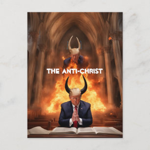 Carte Postale Trump prie dans une Eglise L'Anti-Christ