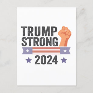 Carte Postale Trump Strong 2024 Élection du drapeau patriotique 