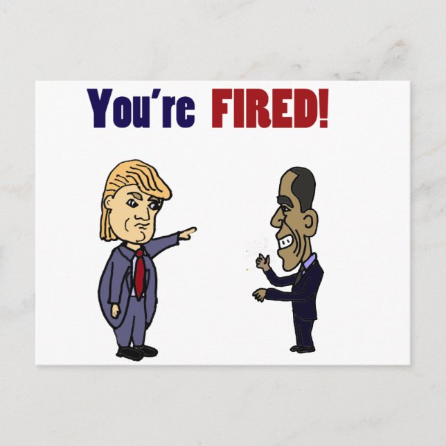 Carte Postale Trump tire un dessin politique amusant d'Obama (Devant)