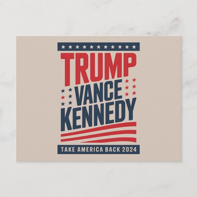 Carte Postale Trump Vance Kennedy Reprendre l'Amérique 2024 (Devant)