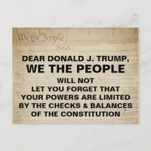 Carte Postale Trump We the People Checks and Balances Resistance