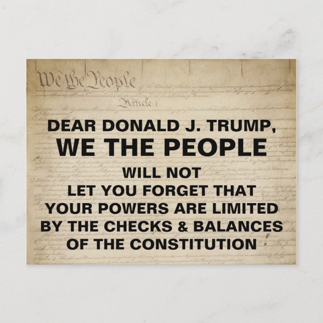 Carte Postale Trump We the People Checks and Balances Resistance (Devant)