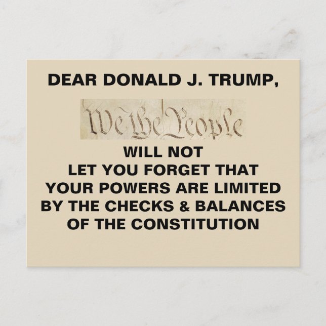 Carte Postale Trump We the People Checks and Balances Resistance (Devant)