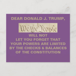 Carte Postale Trump We the People Checks and Balances Resistance