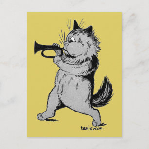 Carte Postale Trumpet Player (Trumpeter) Chat, Louis Wain