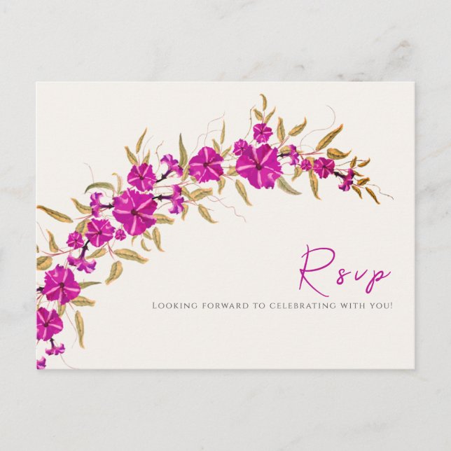 Carte Postale Trumpet sauvage violet Vin Fleur Jardin Mariage (Devant)