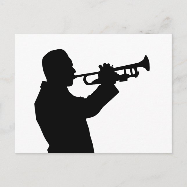 Carte Postale Trumpeter, trompette, silhouette du joueur (Devant)