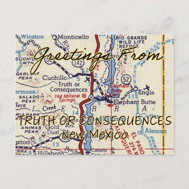Carte Postale Truth or Consequences NM Vintage (Devant)