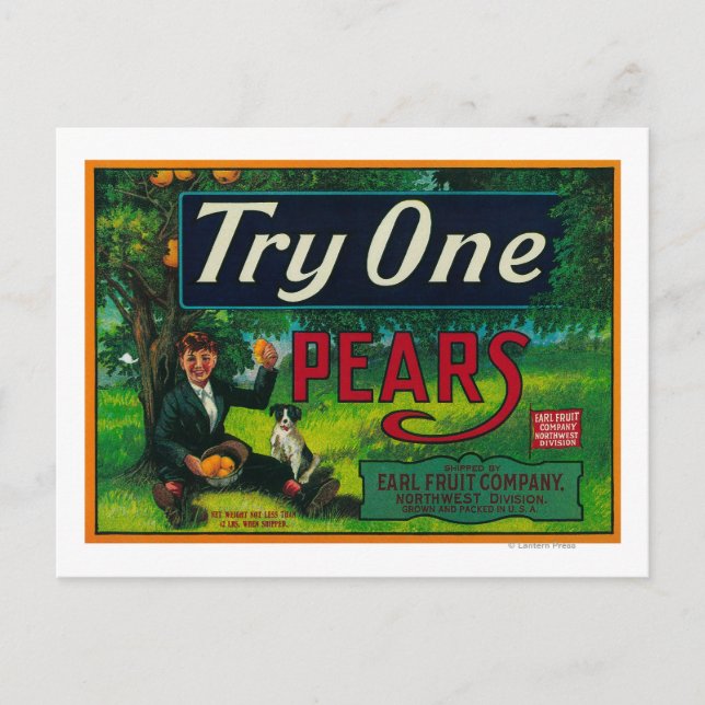 Carte Postale Try One Pear Crate Label (Devant)