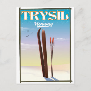 Carte Postale Trysil Norvège , affiche de voyage de ski en Norvè