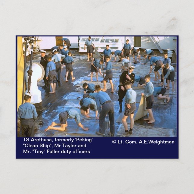 Carte Postale TS Arethusa, anciennement "Peking" "Clean Ship", (Devant)